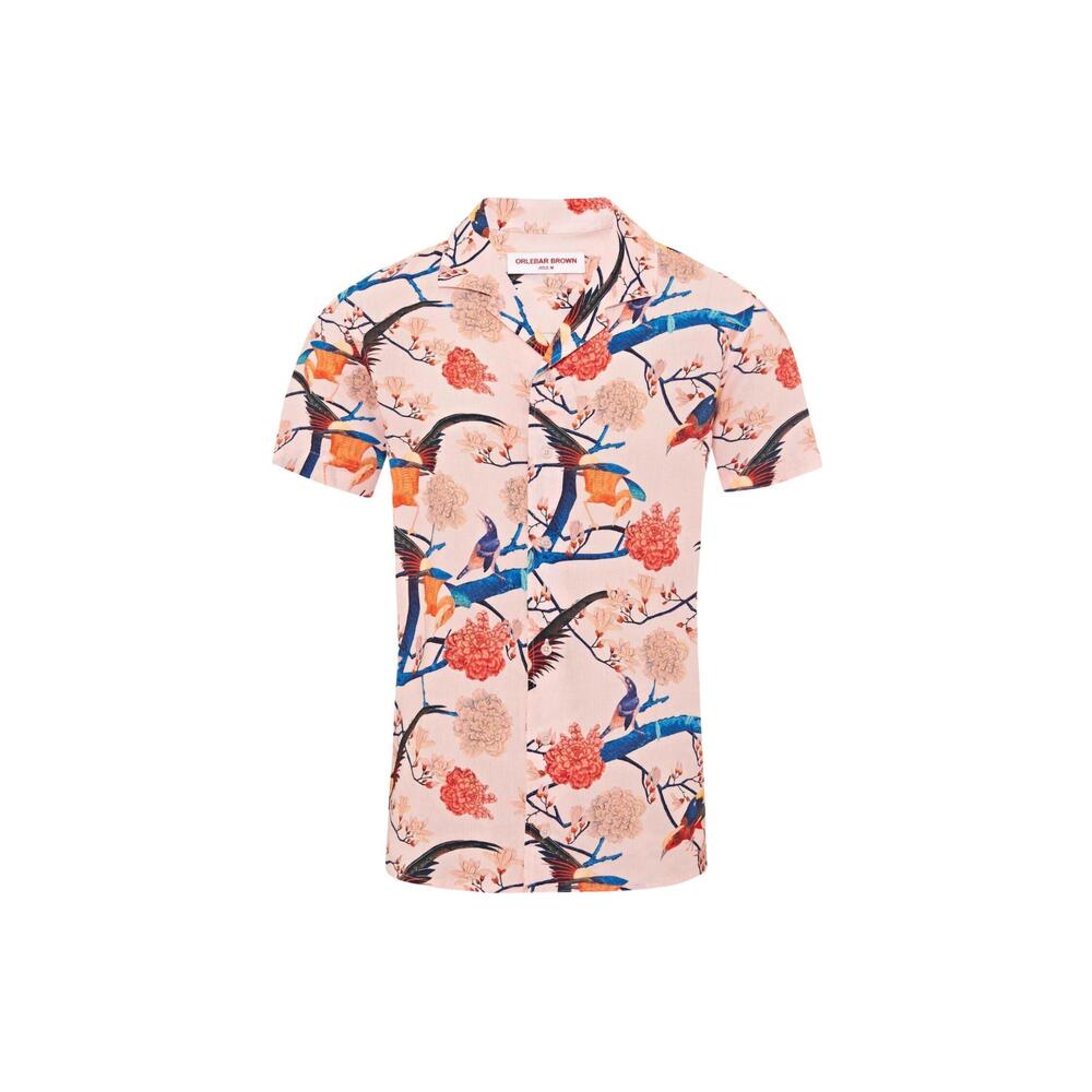 NEW ORLEBAR BROWN hibbert flight of fantasy shirt in rose - Picture 3 of 3